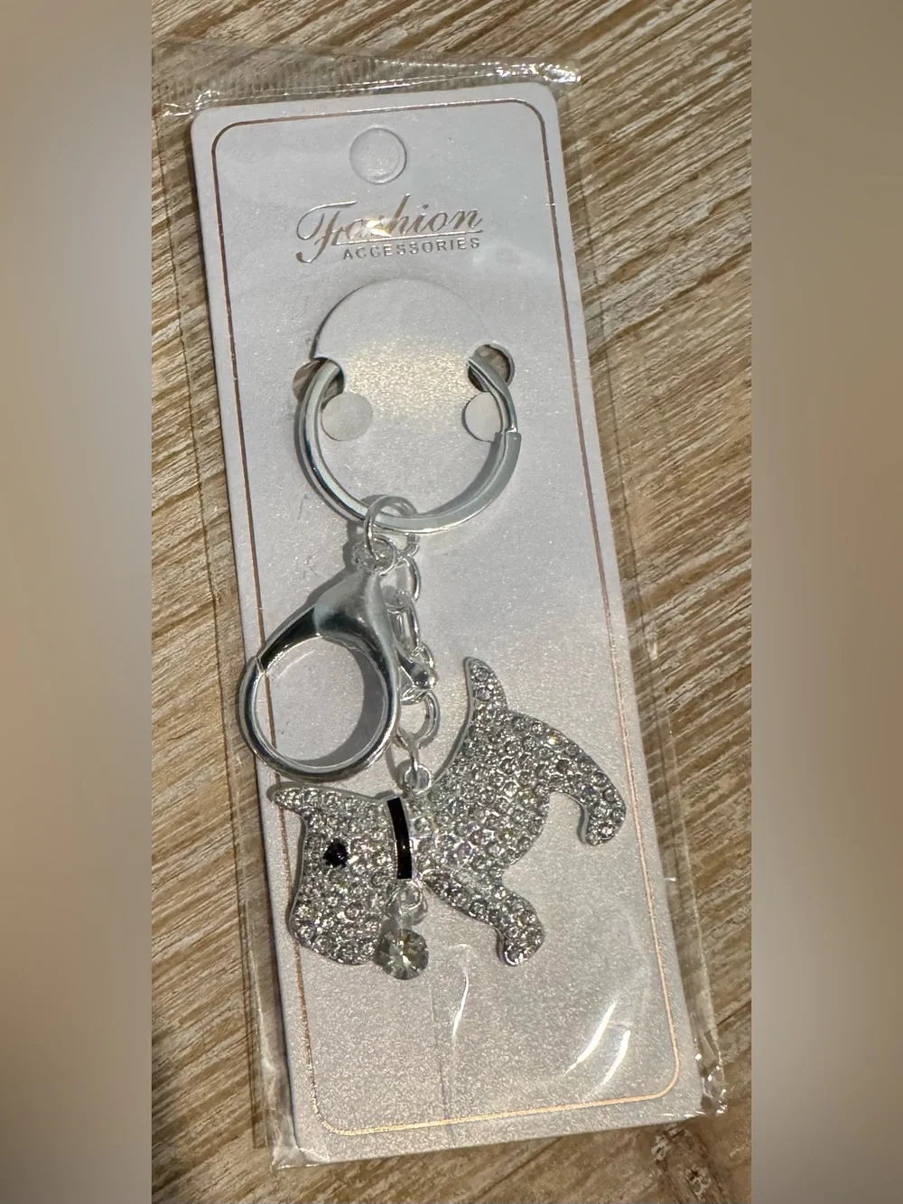 Silver Tone Dog Keychain or Bag Charm